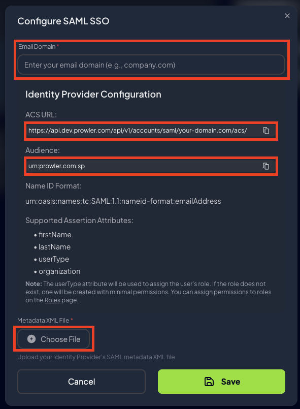 Configure Prowler with IdP Metadata