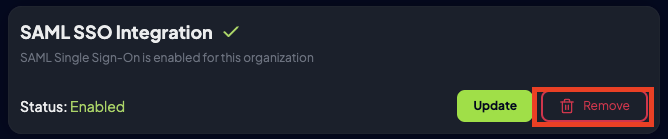 Remove SAML configuration