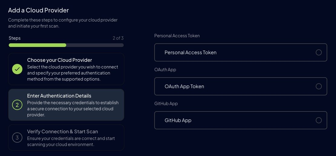 Select auth method